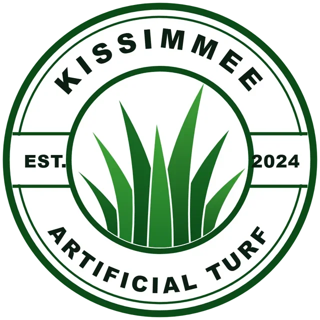 Kissimmee Artificial Turf logo: grass blades inside a green ring, established 2024
